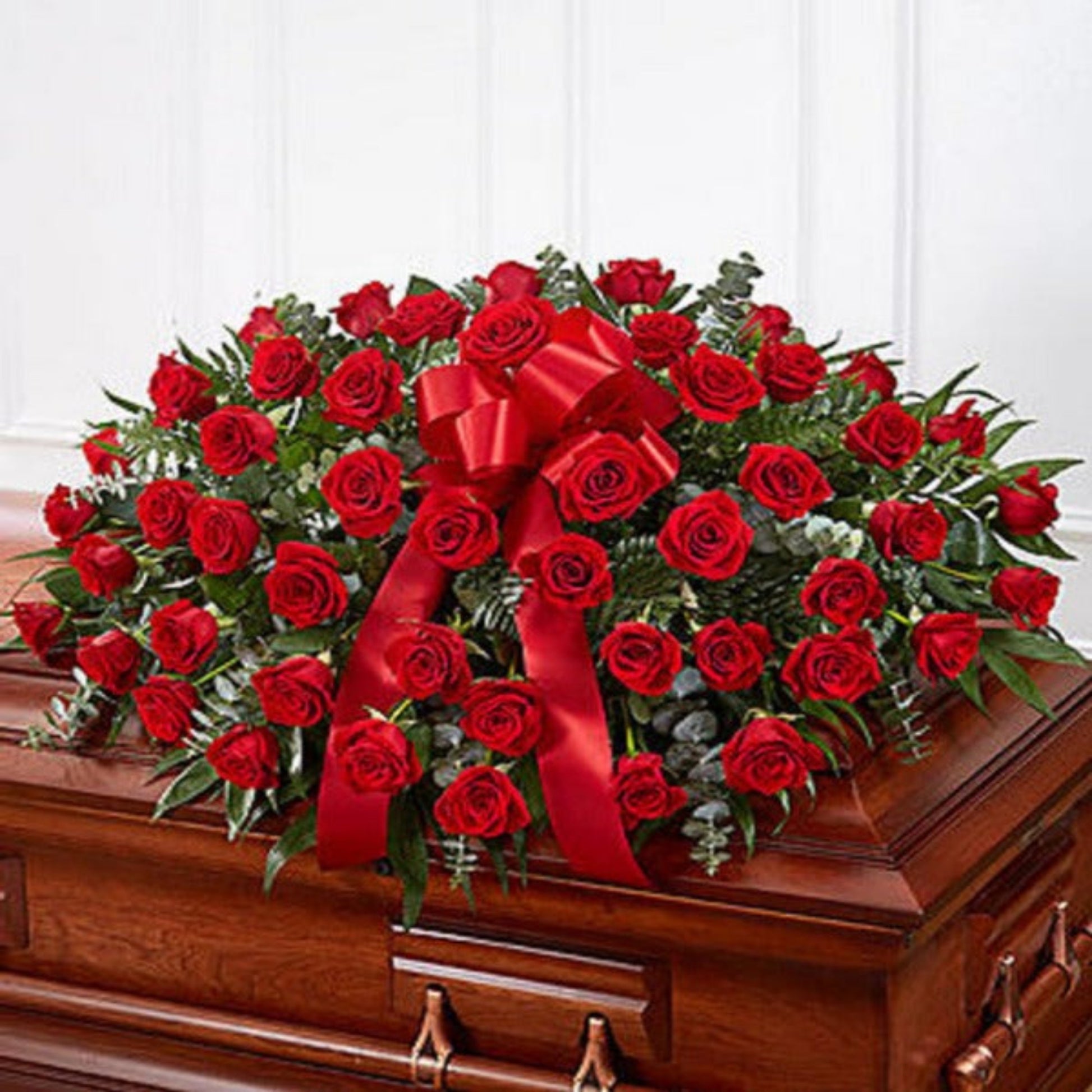 garden elegance casket spray Red Elegance Casket Spray